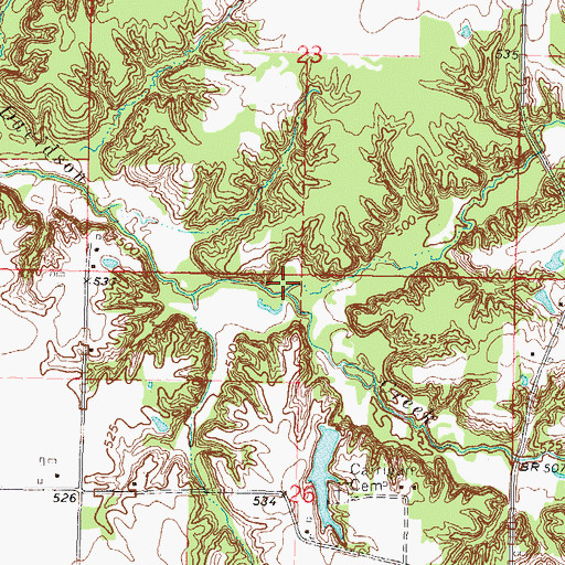 Topographic Map of Barden Creek, IL