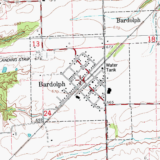 Topographic Map of Bardolph, IL