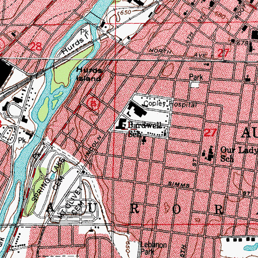 Topographic Map of C M Bardwell Elementary School, IL