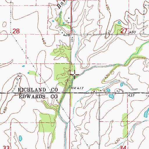 Topographic Map of Bare Creek, IL