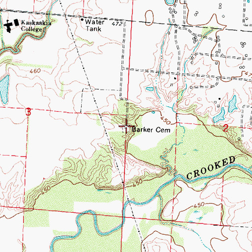 Topographic Map of Barker Cemetery, IL