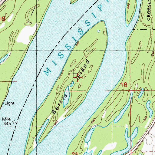 Topographic Map of Barkis Island, IL