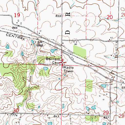 Topographic Map of Hall-Barnard Cemetery, IL