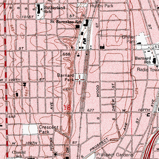 Topographic Map of Barnard Park, IL