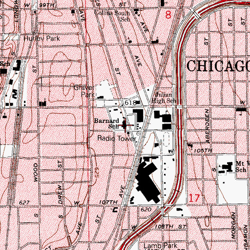 Topographic Map of Barnard Elementary School, IL