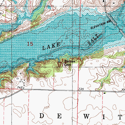 Topographic Map of Barnes Cemetery, IL