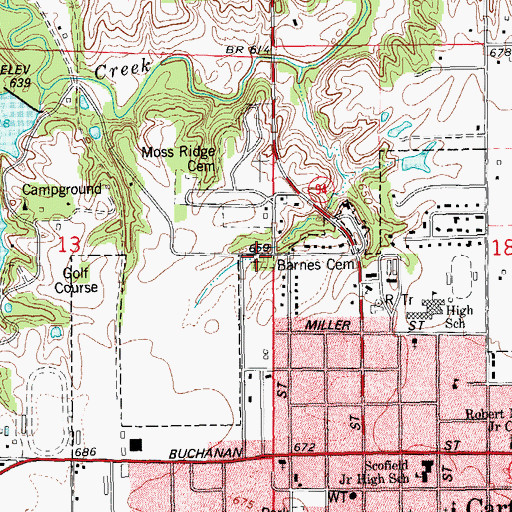 Topographic Map of Barnes Cemetery, IL