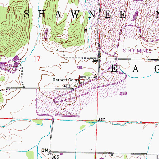 Topographic Map of Barnett Cemetery, IL