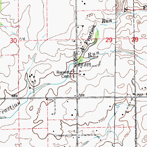 Topographic Map of Barnet Cemetery, IL