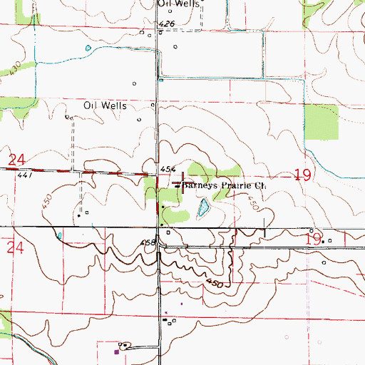Topographic Map of Barneys Prairie Church, IL