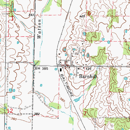 Topographic Map of Barnhill, IL