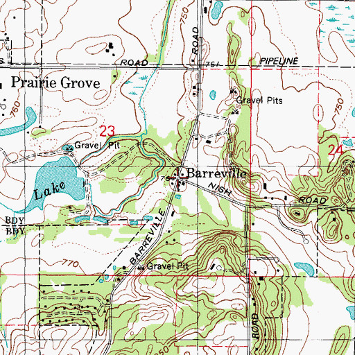 Topographic Map of Barreville, IL