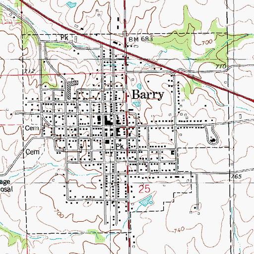 Topographic Map of Barry, IL