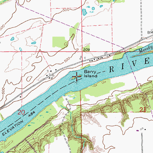 Topographic Map of Barry Island, IL