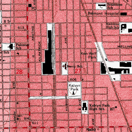 Topographic Map of Barry Elementary School, IL