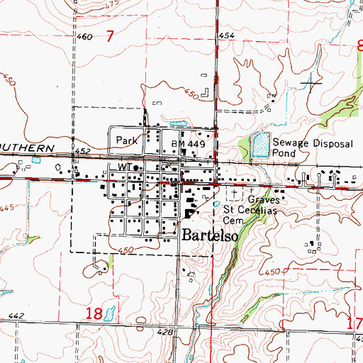 Topographic Map of Bartelso, IL