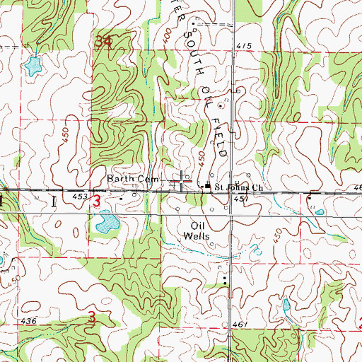 Topographic Map of Barth Cemetery, IL