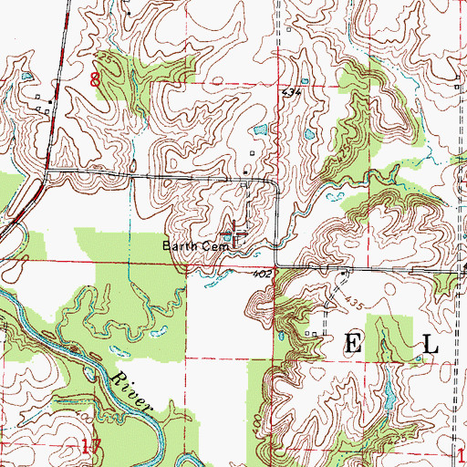 Topographic Map of Barth Cemetery, IL