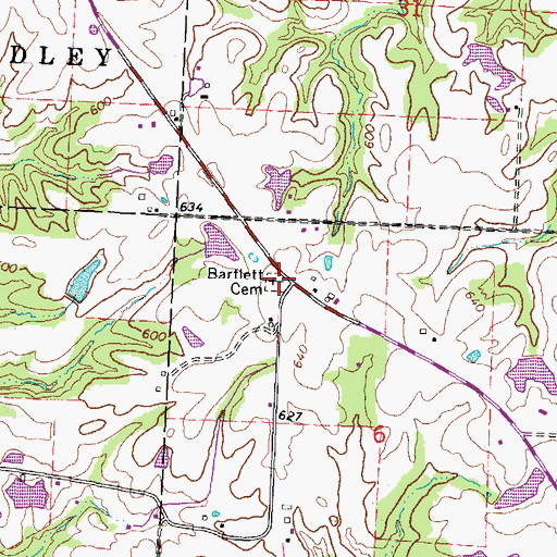 Topographic Map of Bartlett Cemetery, IL