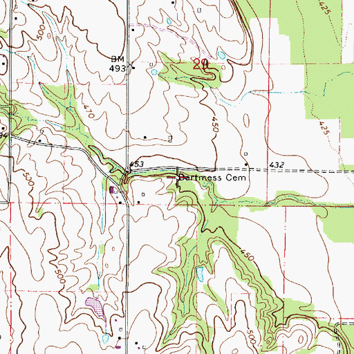 Topographic Map of Bartmess Cemetery, IL