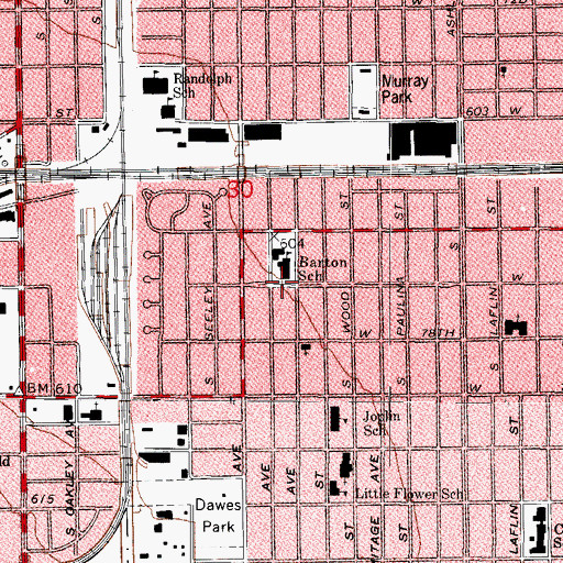 Topographic Map of Barton Elementary School, IL