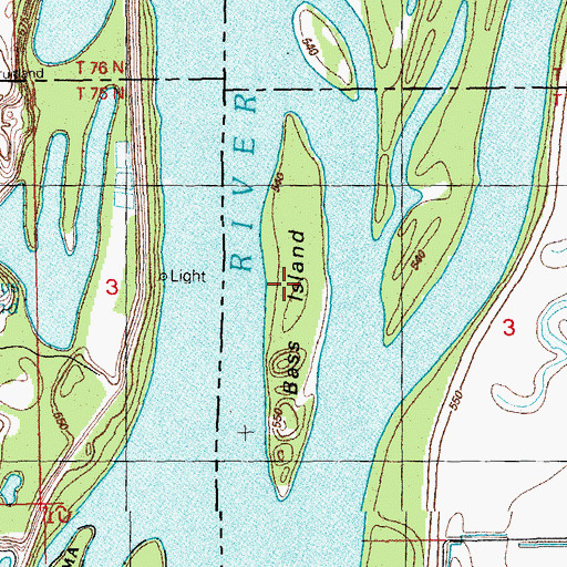 Topographic Map of Bass Island, IL