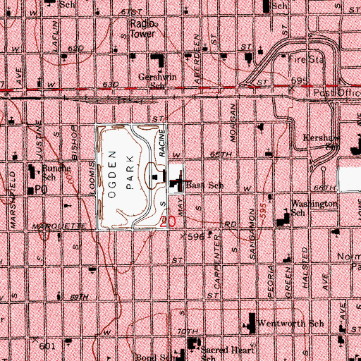 Topographic Map of Bass School, IL