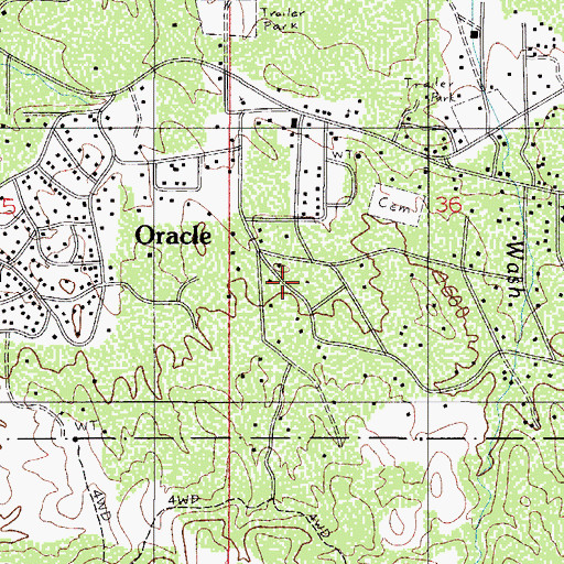 Topographic Map of Oracle Park, AZ