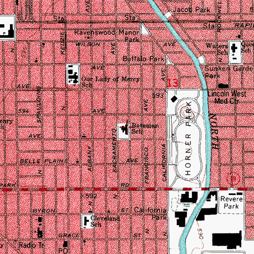 Topographic Map of Bateman Elementary School, IL