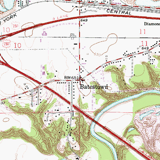 Topographic Map of Batestown, IL