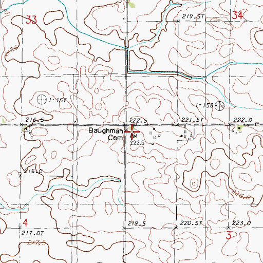 Topographic Map of Baughman Cemetery, IL