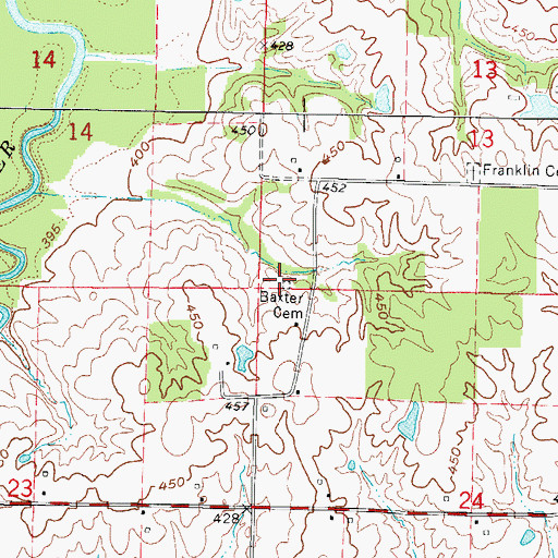 Topographic Map of Baxter Cemetery, IL