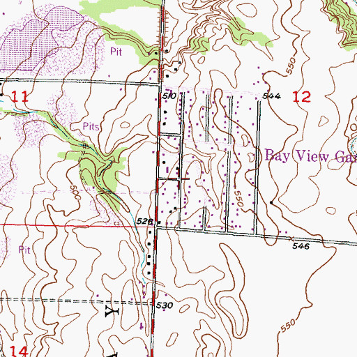 Topographic Map of Bay View Garden, IL