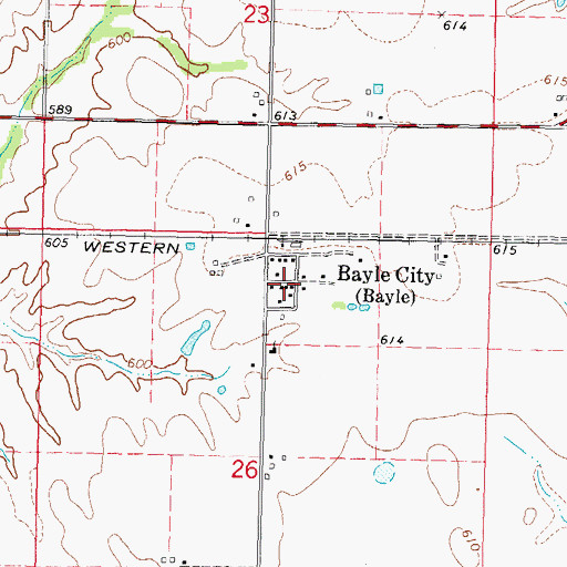 Topographic Map of Bayle City, IL