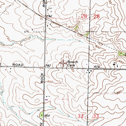 Topographic Map of Beach Cemetery, IL