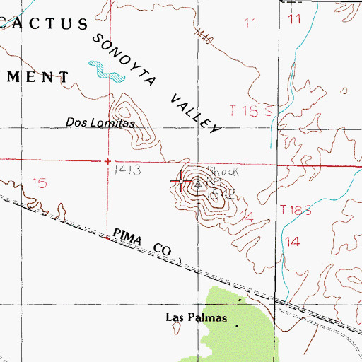 Topographic Map of Dos Lomitas, AZ