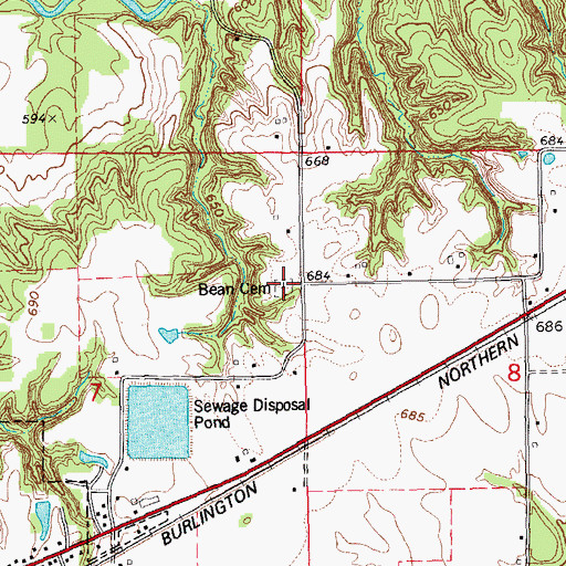 Topographic Map of Bean Cemetery, IL