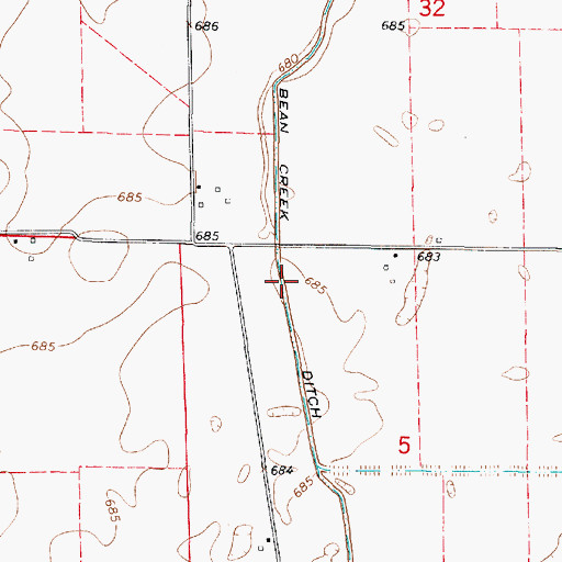 Topographic Map of Bean Creek Ditch, IL