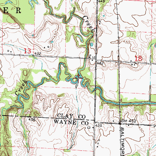 Topographic Map of Bear Creek, IL