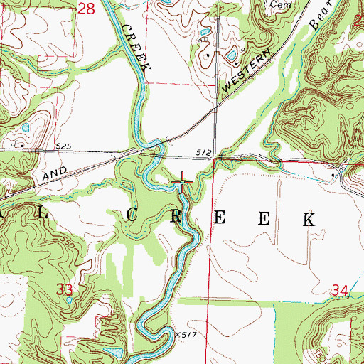 Topographic Map of Bearcat Creek, IL