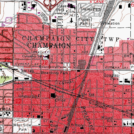 Topographic Map of Beardsley Park, IL