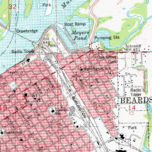 Topographic Map of Beardstown, IL
