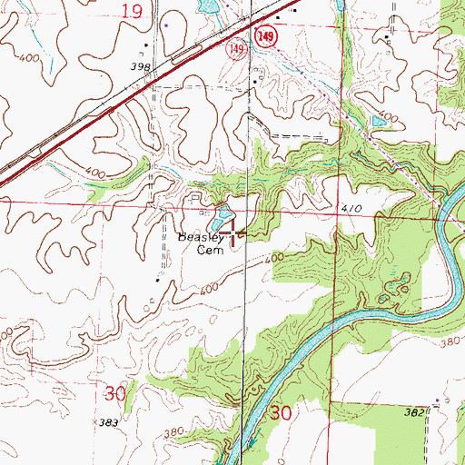 Topographic Map of Beasley Cemetery, IL