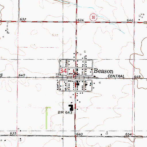 Topographic Map of Beason, IL