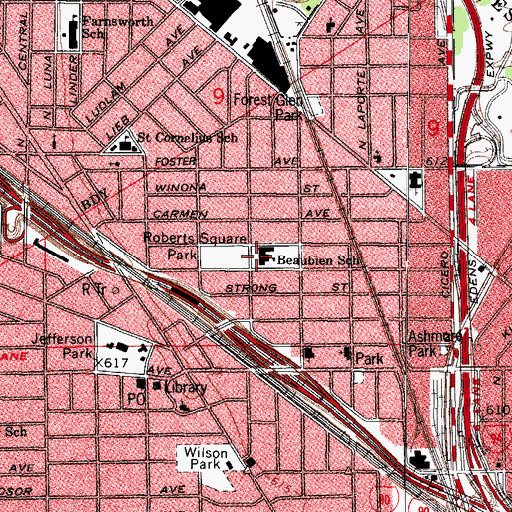 Topographic Map of Vaughn Occupational High School, IL