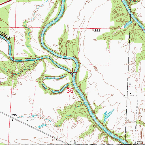 Topographic Map of Beaucoup Creek, IL