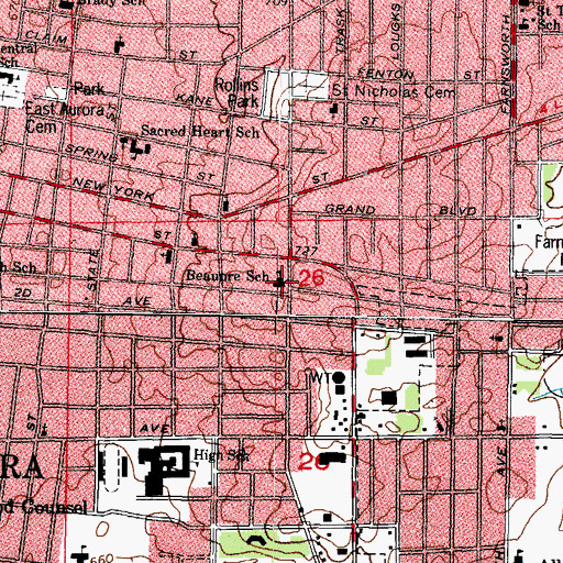 Topographic Map of W S Beaupre Elementary School, IL