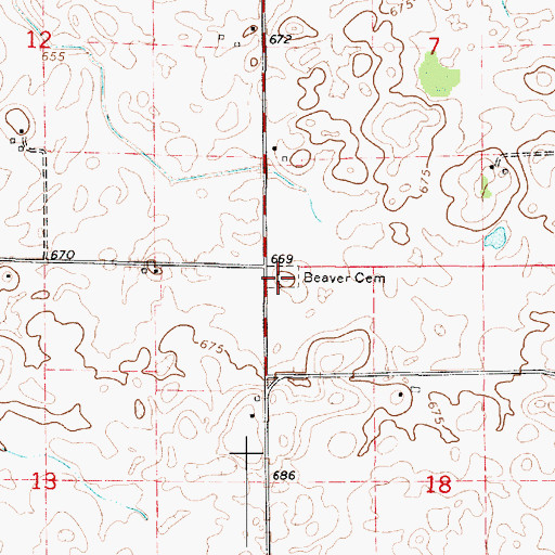 Topographic Map of Beaver Cemetery, IL