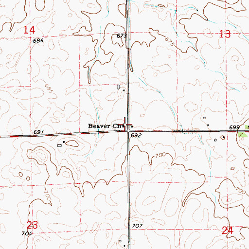 Topographic Map of Beaver Church, IL