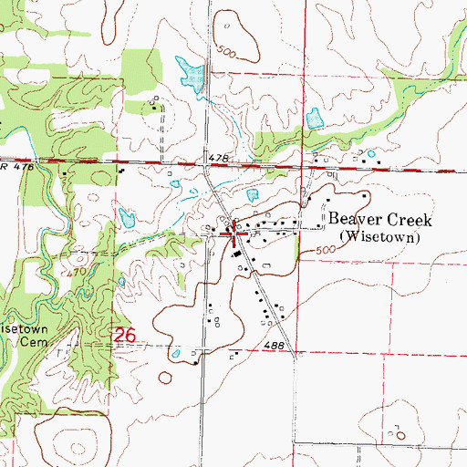Topographic Map of Beaver Creek, IL